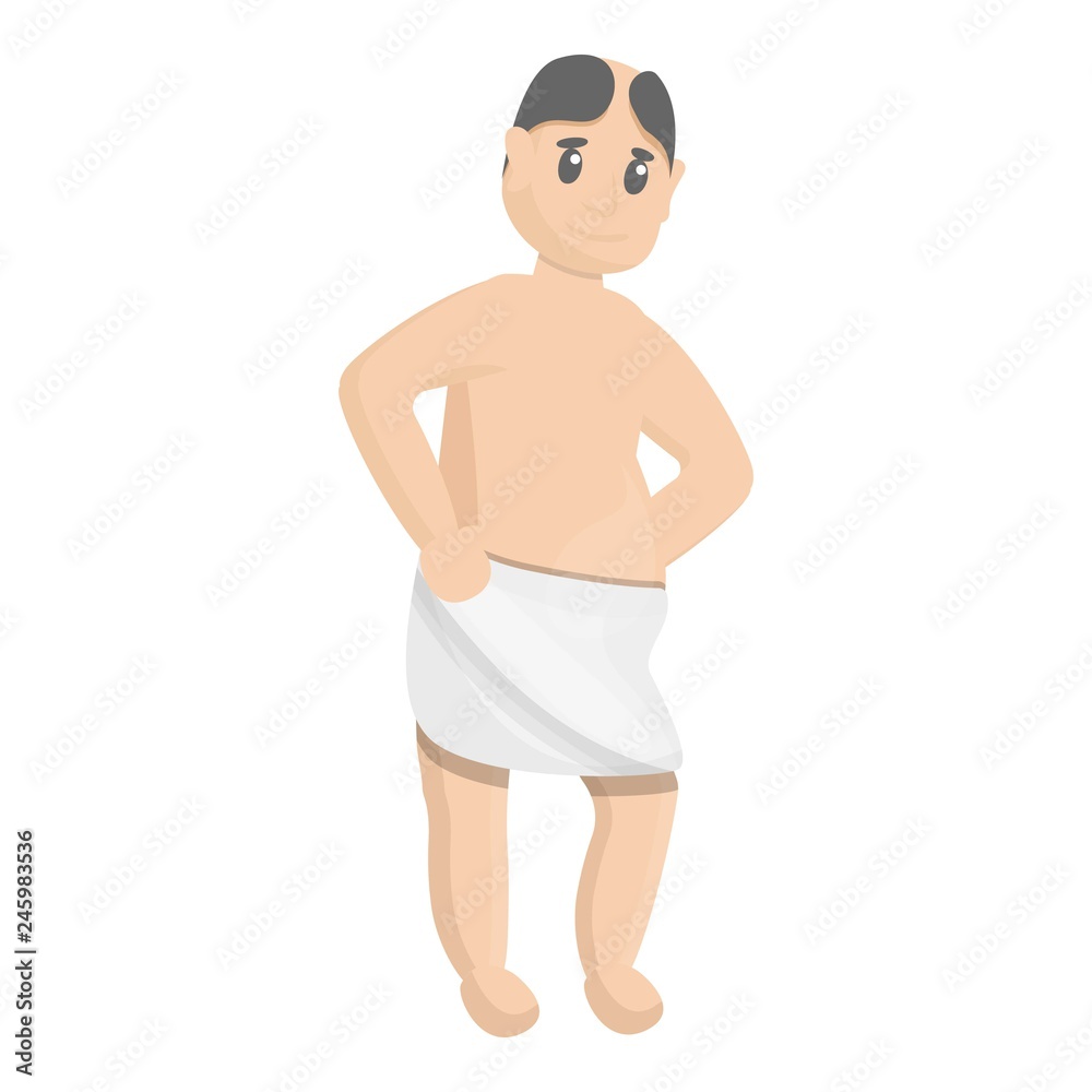 Fototapeta premium Man in spa towel icon. Cartoon of man in spa towel vector icon for web design isolated on white background