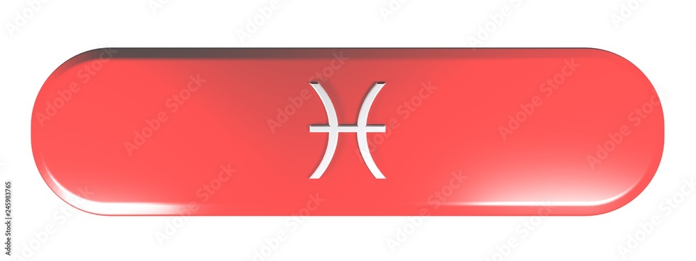Obraz premium ZODIAC PISCES ICON red rounded rectangle push button - 3D rendering illustration