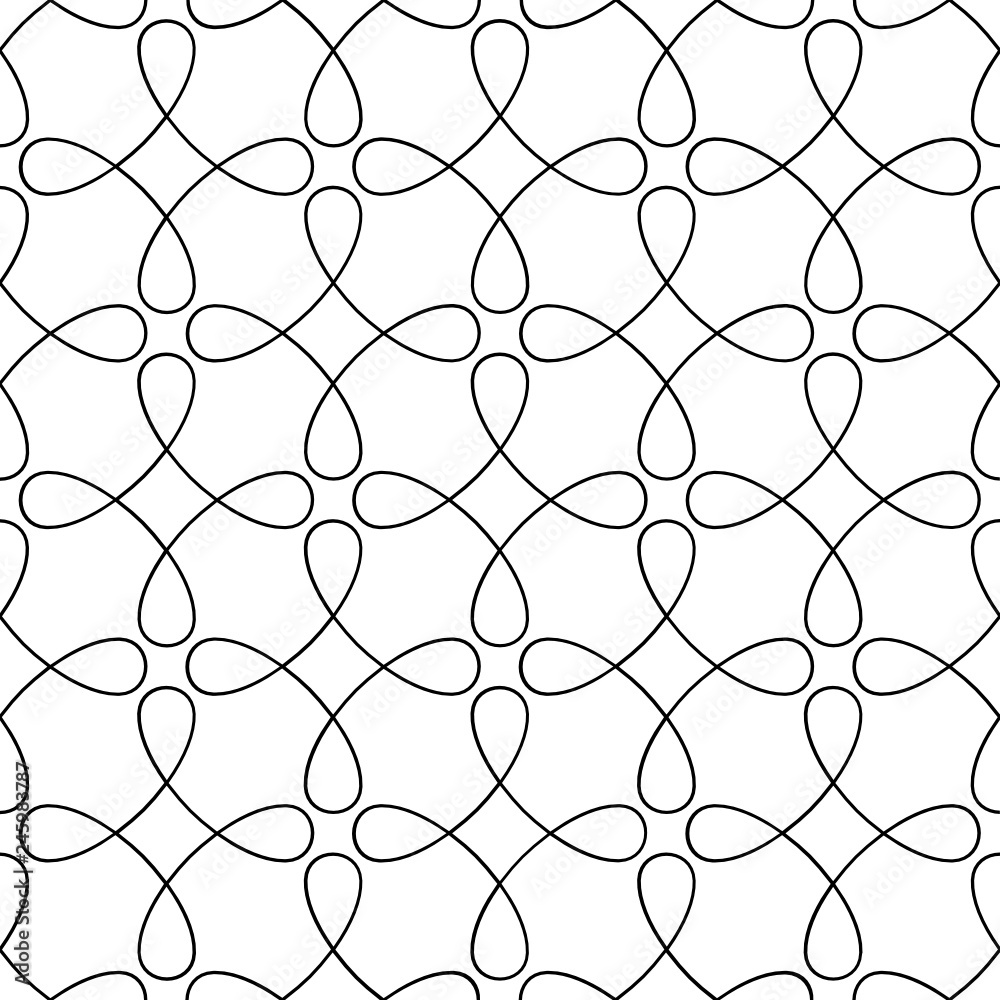 Naklejka premium Vector seamless texture. Modern geometric background. Grid with curved thin threads.