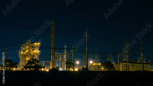 Power plant at night.