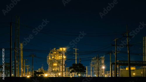 Power plant at night.