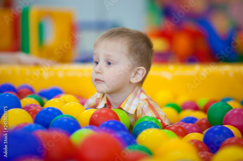 children's leisure. The boy is in the pool