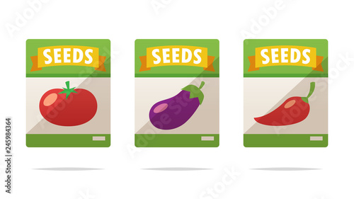 Vegetable seed packets vector isolated illustration