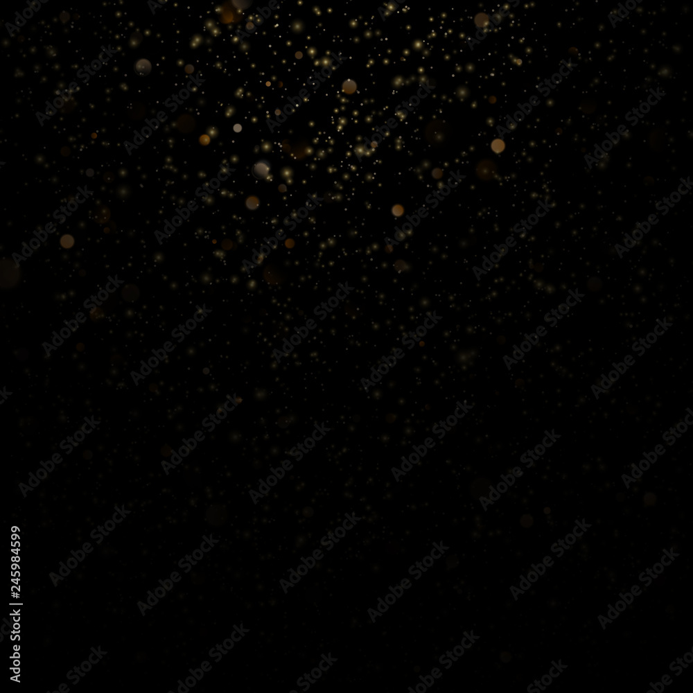 Overlay effect for luxury greeting rich card. Star dust light on black background. EPS 10
