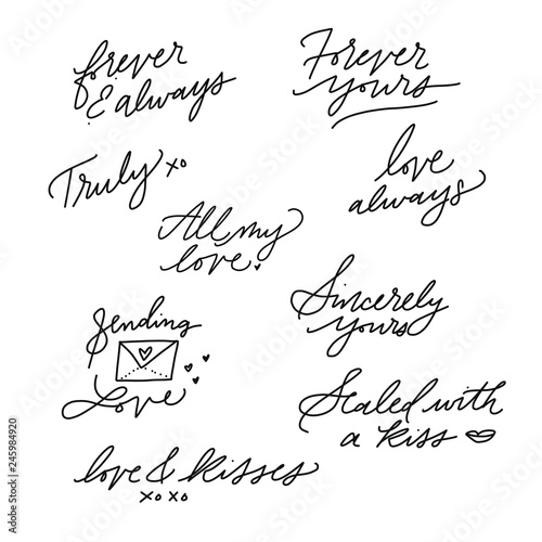 Sign off love - love notes calligraphy - handwritten love notes - modern handwriting - Newsletter or Email sign off