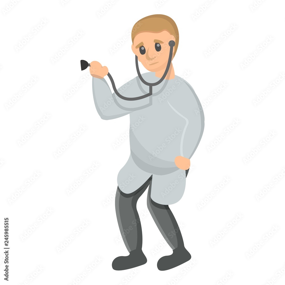 Pediatrician stethoscope icon. Cartoon of pediatrician stethoscope vector icon for web design isolated on white background