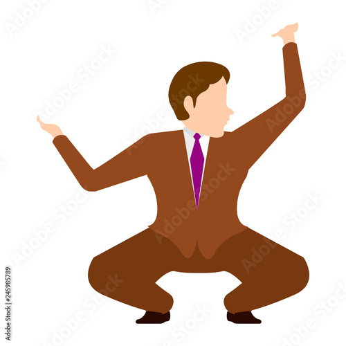 Isolated squatting businessman