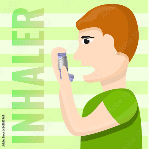 People inhaler use concept background. Cartoon illustration of people inhaler use vector concept background for web design