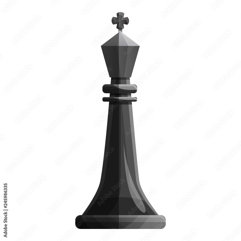 Black king piece chess icon. Cartoon of black king piece chess vector icon for web design isolated on white background Black king piece chess icon. Cartoon of black king piece chess vector icon for web design isolated on white background