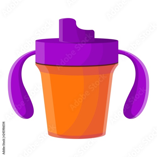 Plastic sippy cup icon. Cartoon of plastic sippy cup vector icon for web design isolated on white background