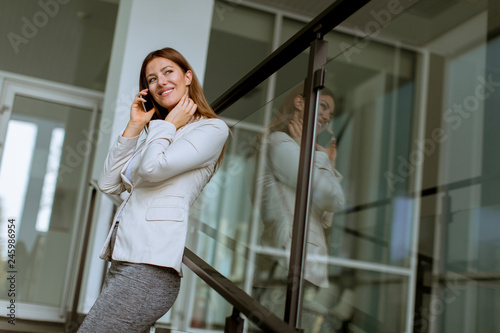 Businesswoman talking over ...