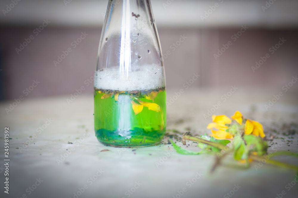 a love potion on a table