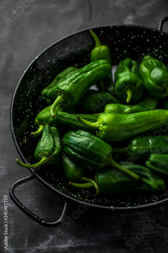 Spanish green pepper pimientos de padron photo