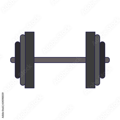 dumbbells gym equipment isolated blue lines