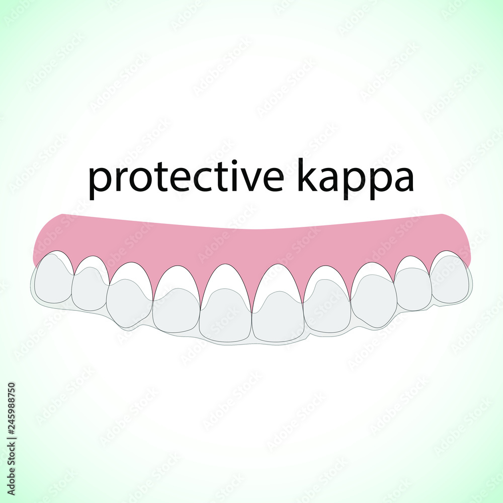 Teeth illustration vector. Erased teeth. Protective kappa. Dental concept.  Stock Vector | Adobe Stock