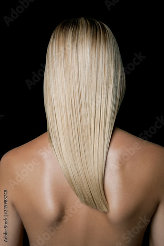 Rear view of woman with bleached hair