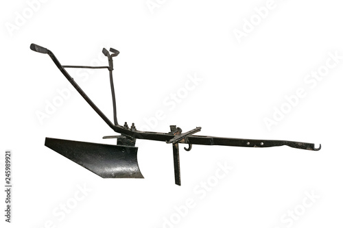 Картината върху платно Vintage horse plow isolated on white background