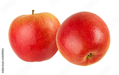 Fresh red apples isolated on white background with clipping path