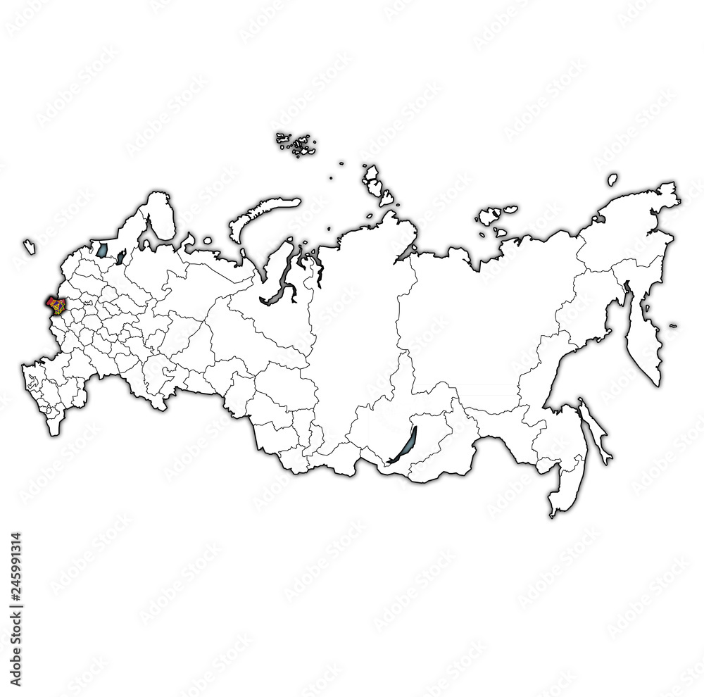 Bryansk Oblast on administration map of russia