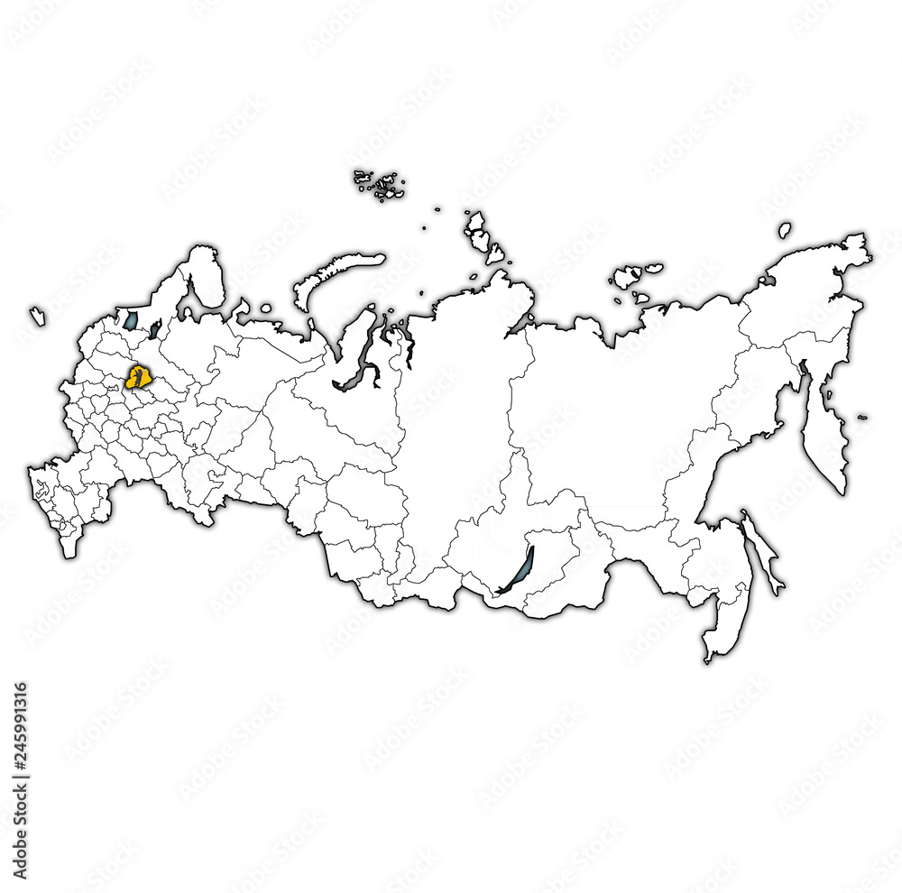 Yaroslavl Oblast on administration map of russia