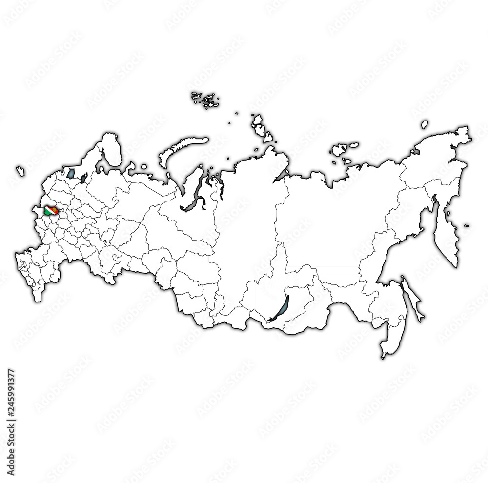Kaluga Oblast on administration map of russia
