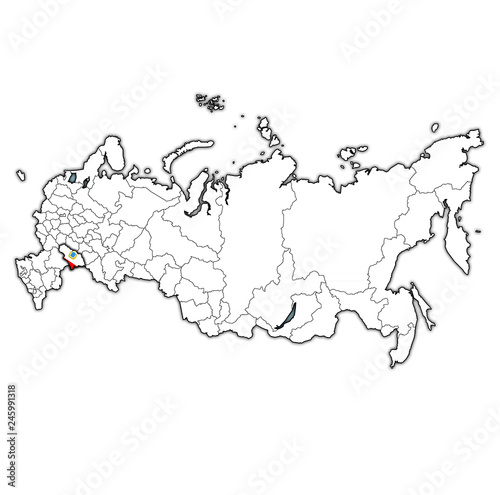 Saratov oblast on administration map of russia