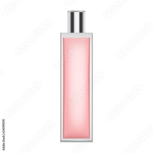 Red fragrance bottle icon. Realistic illustration of red fragrance bottle vector icon for web design isolated on white background