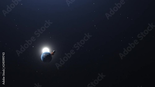 Inner planets flyby of Earth, Moon, Venus, and Mercury in space