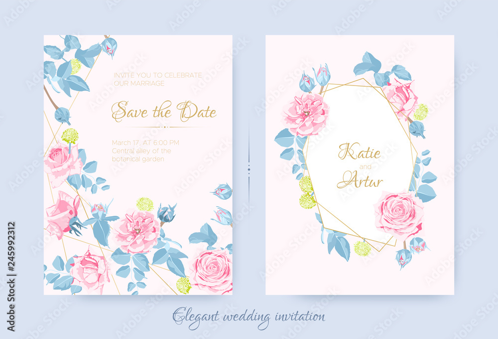 Wedding Cards with Floral Composition.