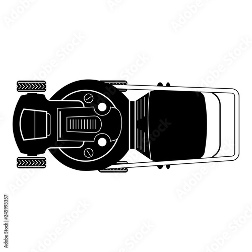 Top view lawn mower icon. Simple illustration of top view lawn mower vector icon for web design isolated on white background