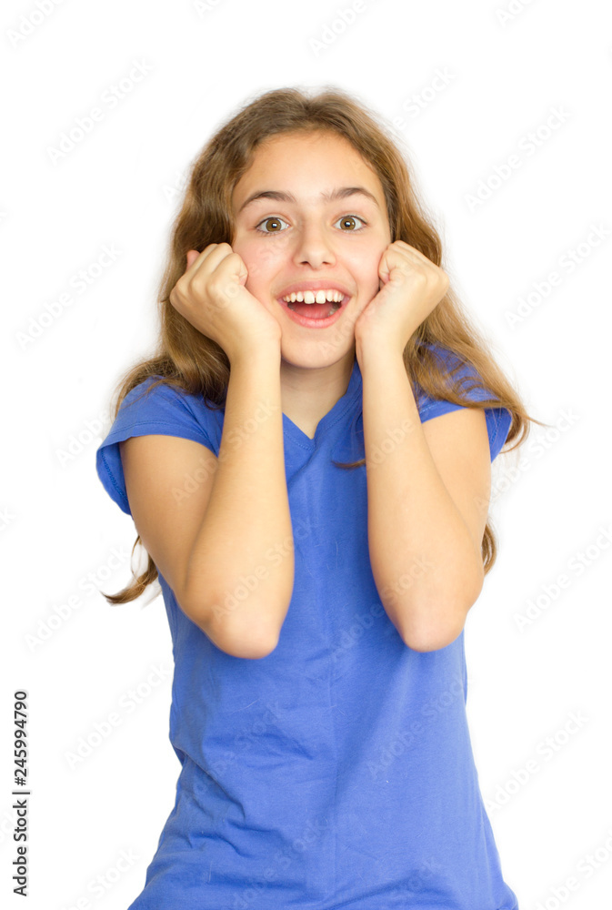 Very happy beautiful teen girl laughs isolated Very happy beautiful teen girl laughs isolated