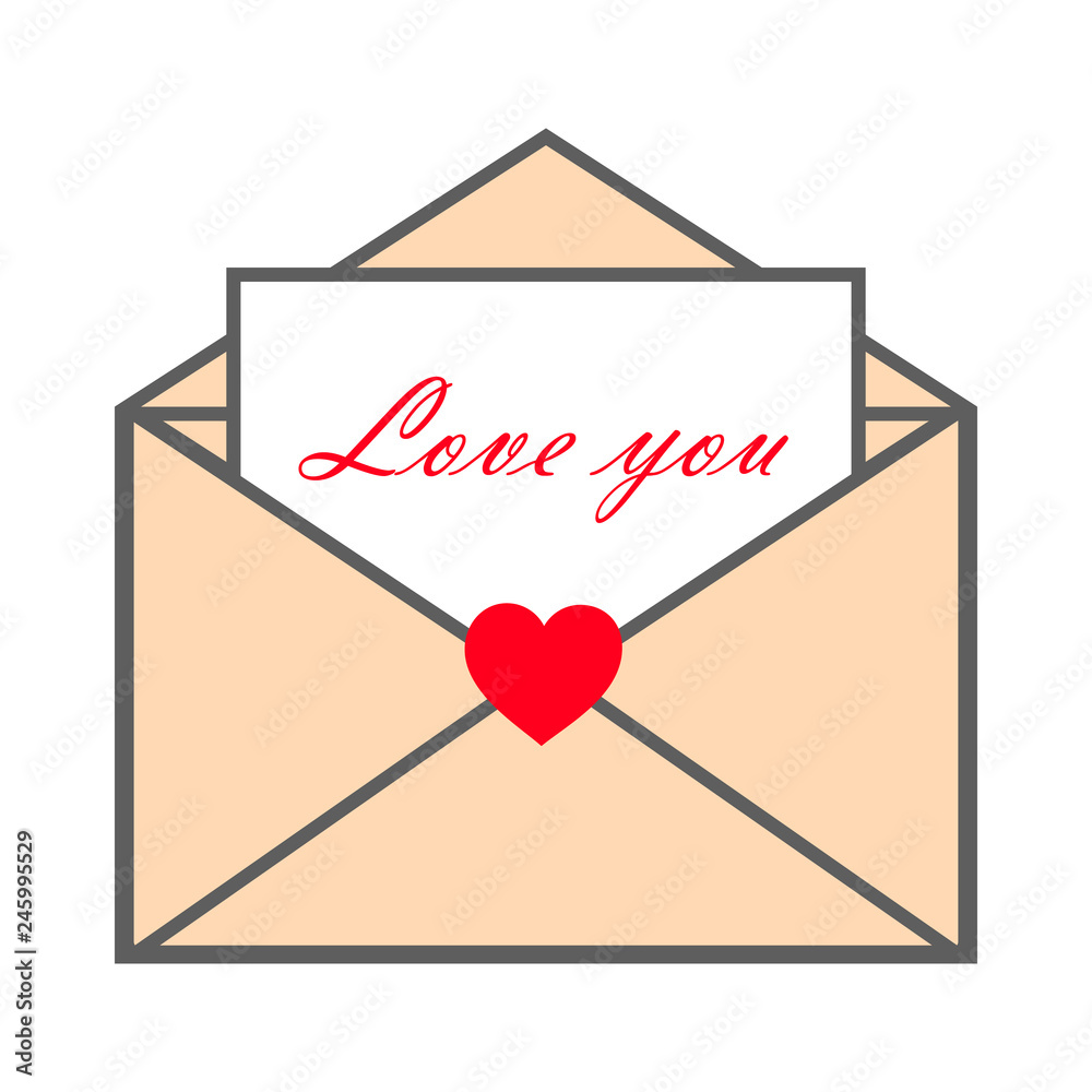 I love you. Happy Valentines Day greeting card template. Handwritten lettering with envelope. Vector illustration. I love you. Happy Valentines Day greeting card template. Handwritten lettering with envelope. Vector illustration.
