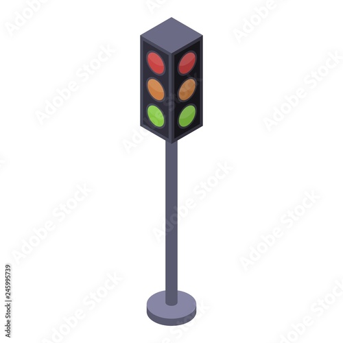 Intersection traffic lights icon. Isometric of intersection traffic lights vector icon for web design isolated on white background