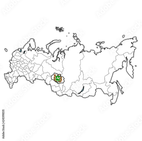 Tomsk Oblast on administration map of russia photo