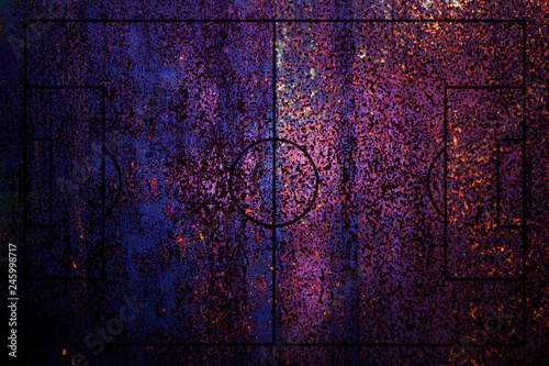 Lines of a football field on a metal surface background texture