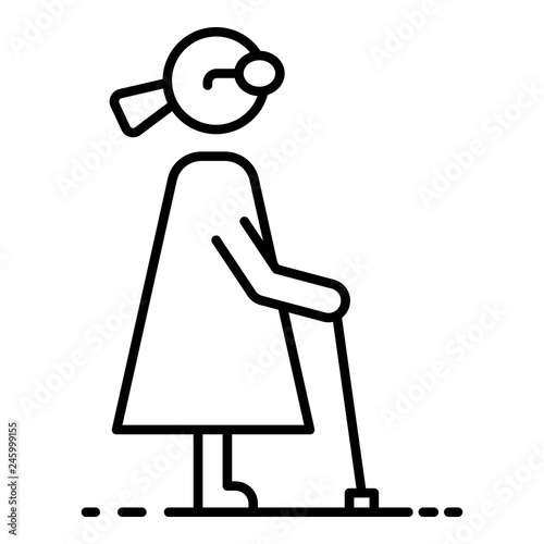 Blind woman icon. Outline blind woman vector icon for web design isolated on white background