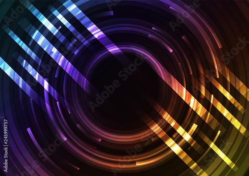 rainbow abstract circle background, digital overlap layer line, simple technology design template, vector illustration