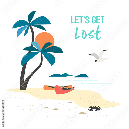 Escape to the island icons set