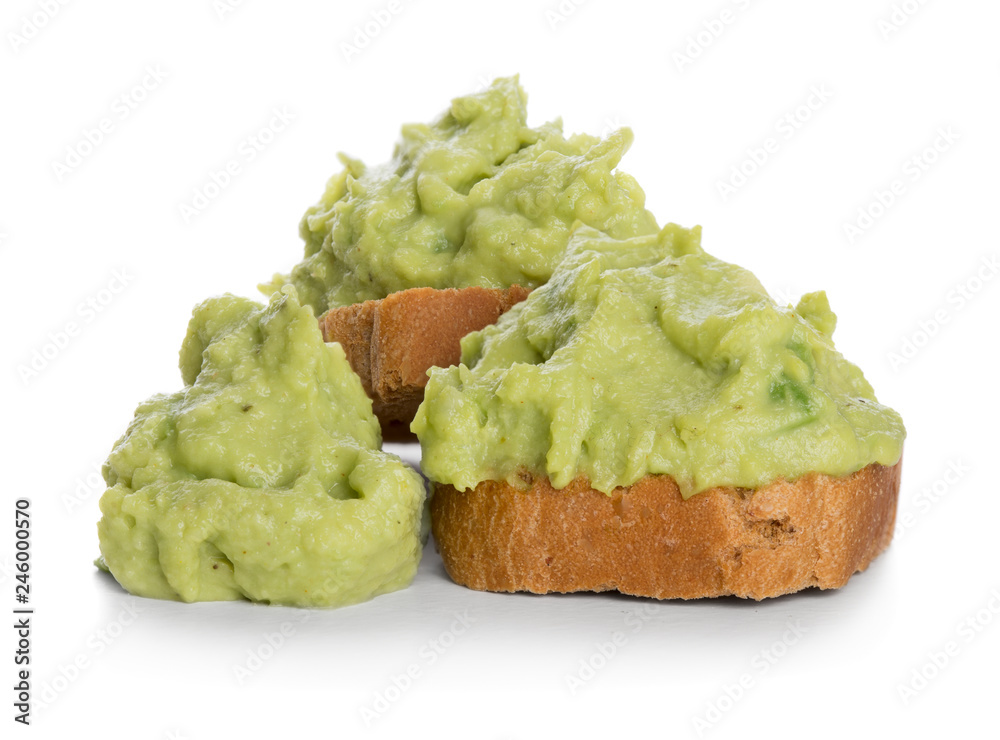 Canapes with bread and guacamole Canapes with bread and guacamole