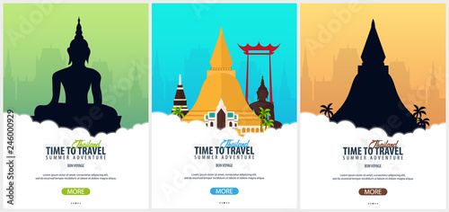 Thailand. Time to Travel set of banners. Vector illustration