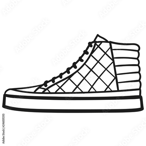 Mans sneakers outlined icon in white background © vernStudio