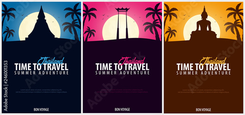 Photo Thailand. Time to Travel set of banners. Vector illustration