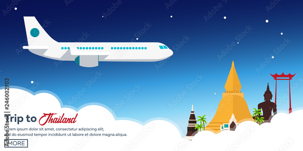Thailand. Time to Travel banner. Vector illustration Thailand. Time to Travel banner. Vector illustration