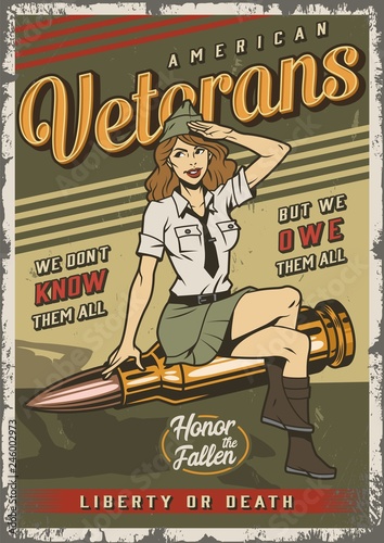 Vintage colorful military template