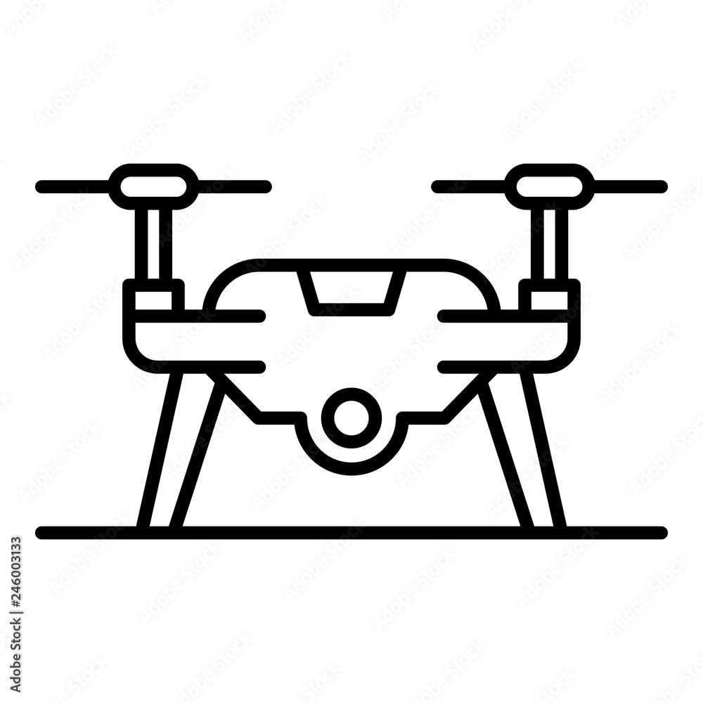 Drone on ground icon. Outline drone on ground vector icon for web design isolated on white background Drone on ground icon. Outline drone on ground vector icon for web design isolated on white background