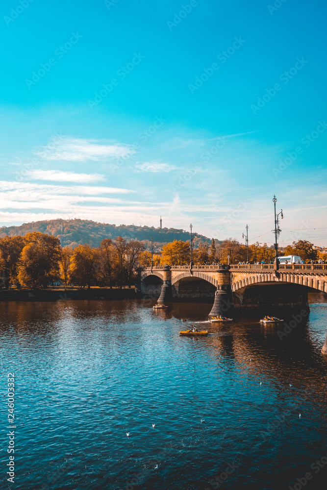 Arched bridge over the River Vitava in Prague