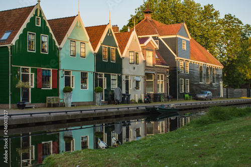 Image of beautiful old houses of Zaandamin early morning, province North Holland, Netherlands, Europe