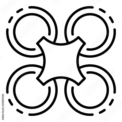 Drone fly away icon. Outline drone fly away vector icon for web design isolated on white background