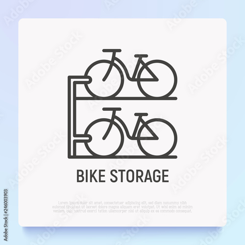 Bike storage thin line icon. Modern vector illustration for logo.
