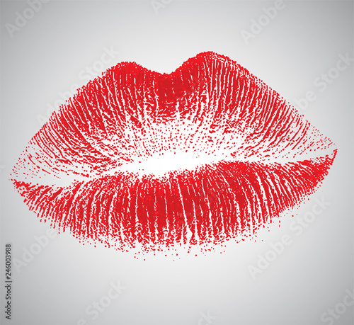 Print Lips, The Red Sign of Lips, Isolated Vector, Digital Illustration